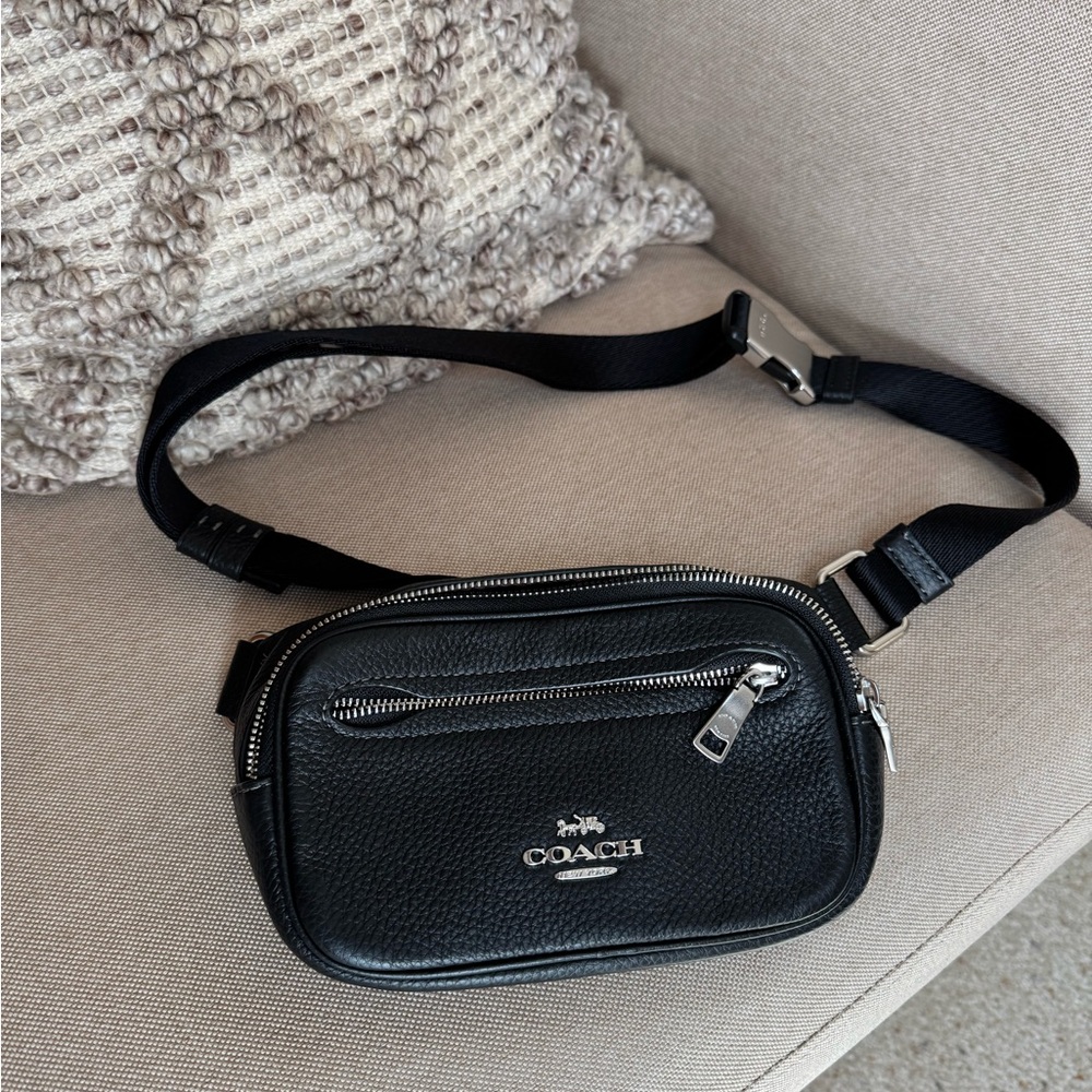 Coach Black Crossbody Bag with Silver Accents